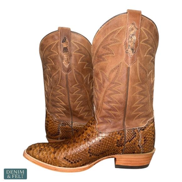 NEW Cody James Mens Exotic Python Western Boots Brown Round Toe Leather 8D‎ main image 11